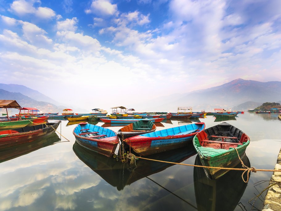 Colorful boats on Phewa Lake, Pokhara