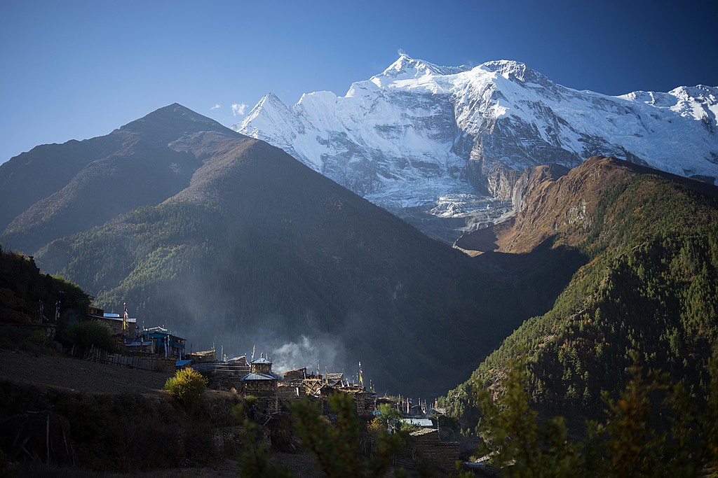 Local villages scattered across the foothills of the lower Annapurna region