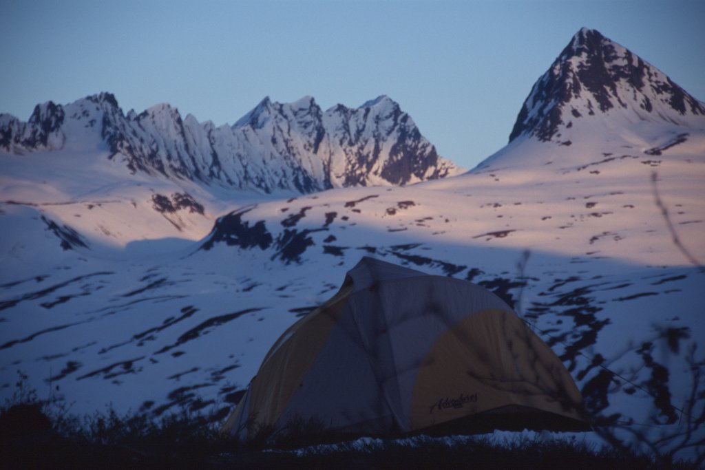 Camping in Thompson Pass, north of Valdez, Alaska