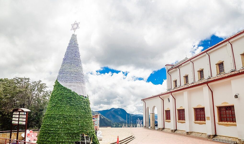 View on christmas tree on top of Monserrate in Bogota - Colombia