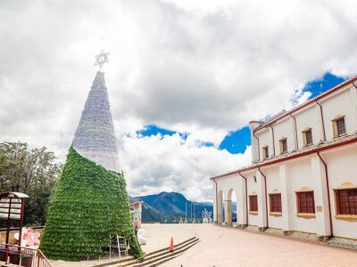 View on christmas tree on top of Monserrate in Bogota - Colombia