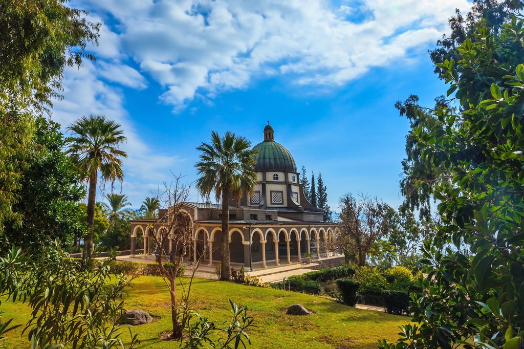 Israel - Mount of Beatitudes overlooking the Sea of Galilee
