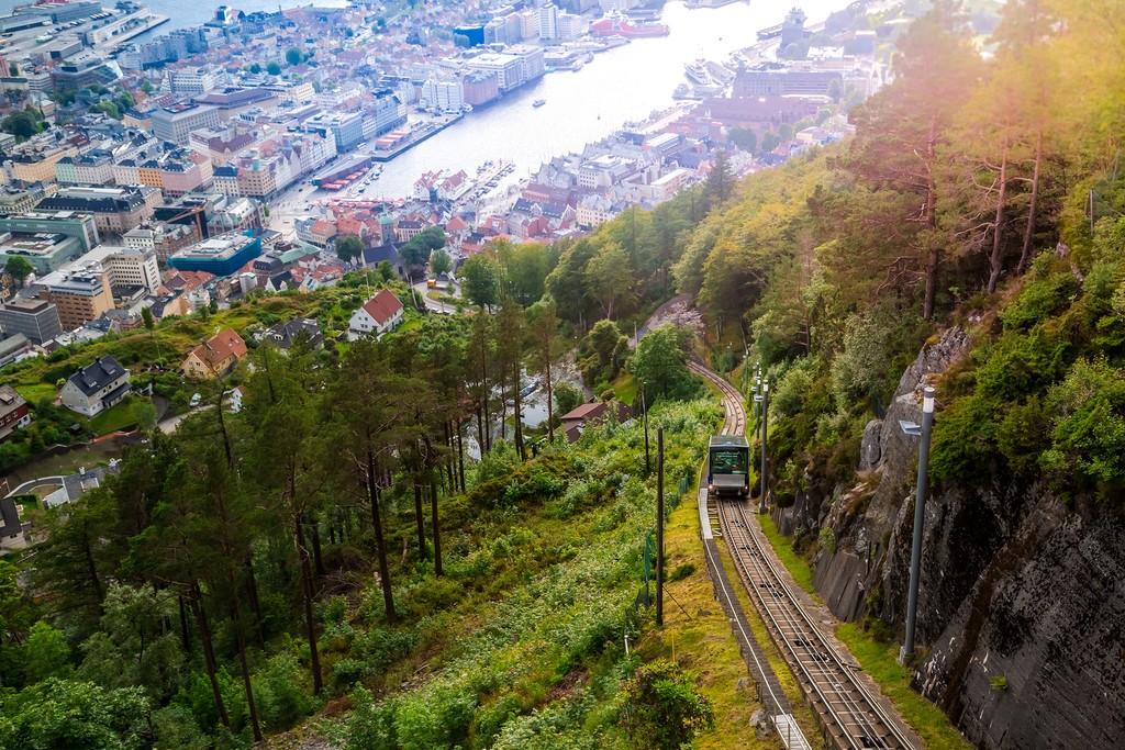 Floibanen funicular to Mt. Fløyen