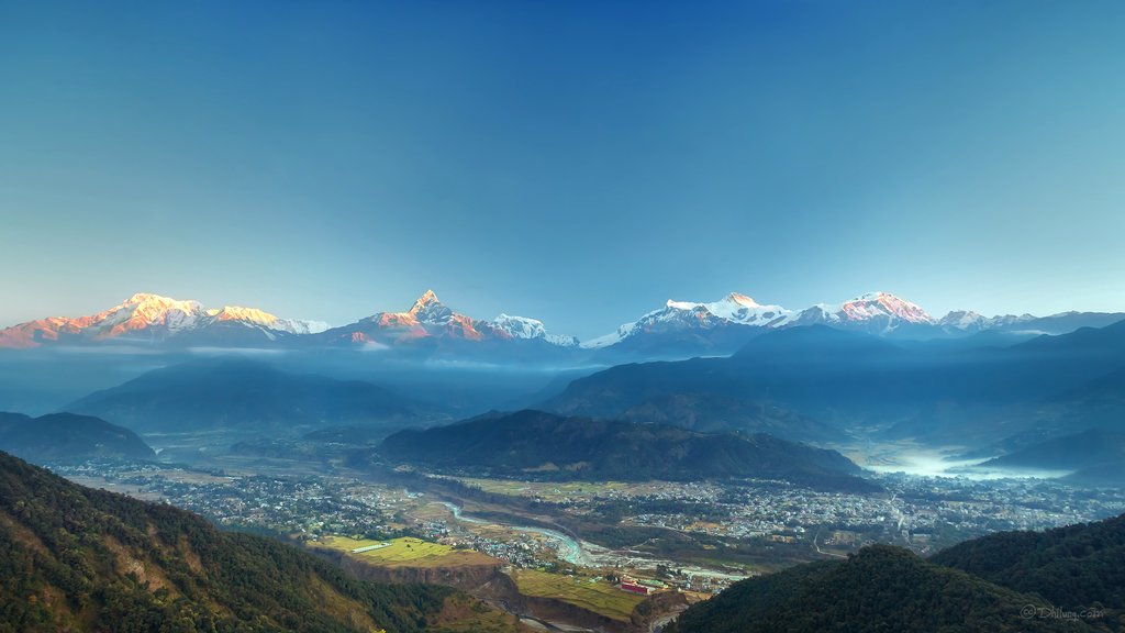 View of Pokhara and the mountains beyond
