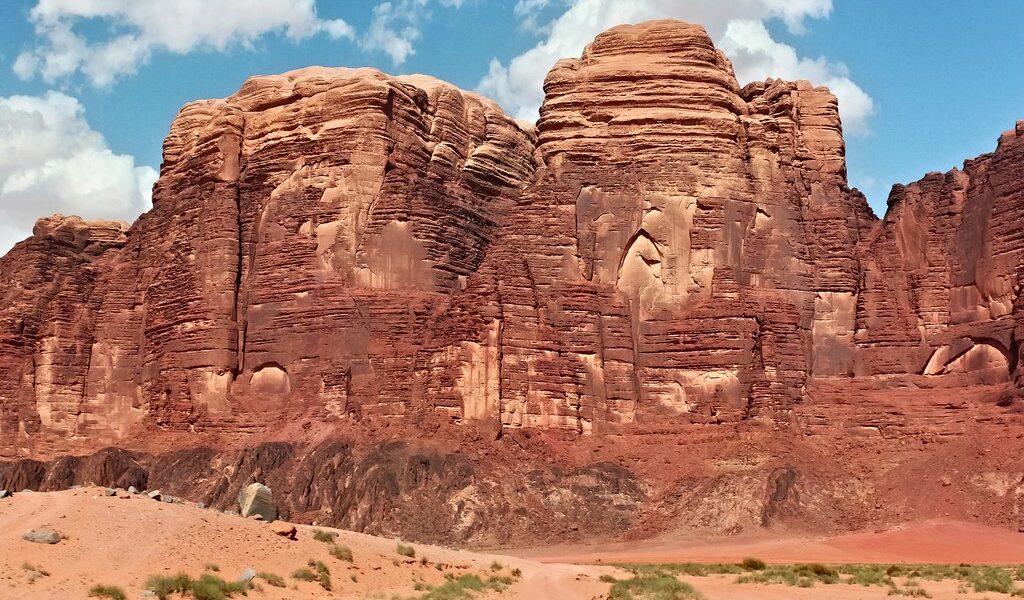 Red Mountains Of The Canyon Of Wadi Rum Desert In Jordan. Wadi R