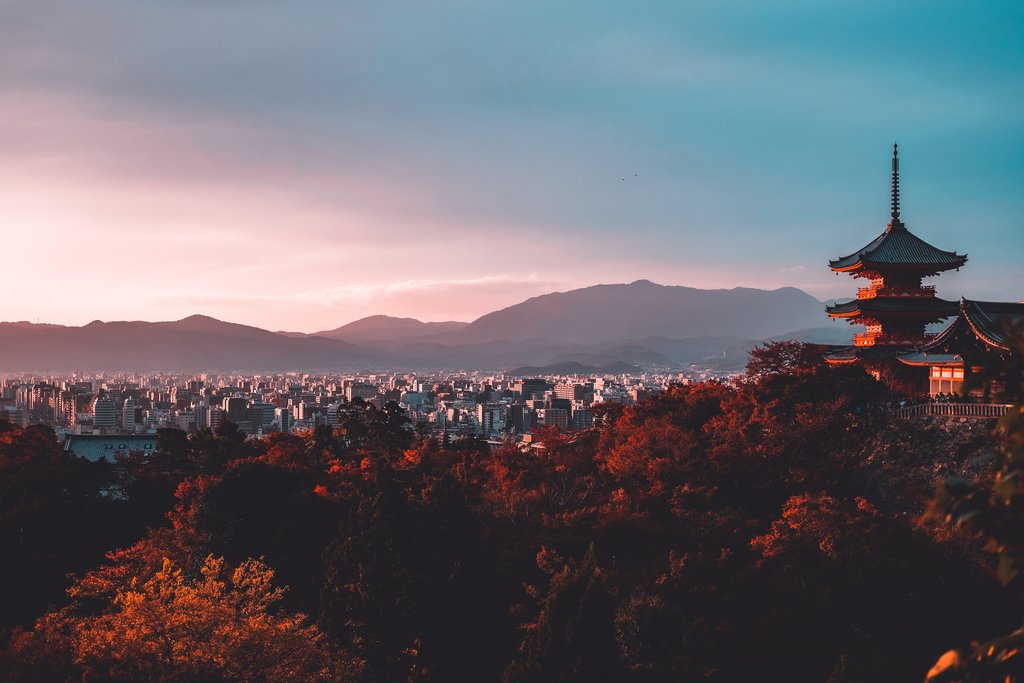 The sunset view from Kiyomizudera