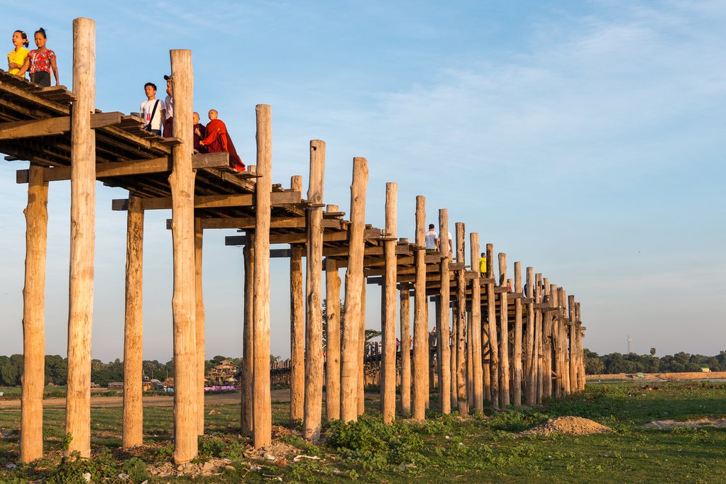 A view of U Bein Bridge in Mandalay, Myanmar
