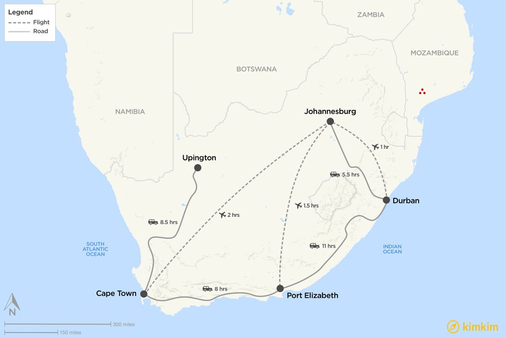 Map of South Africa highlights