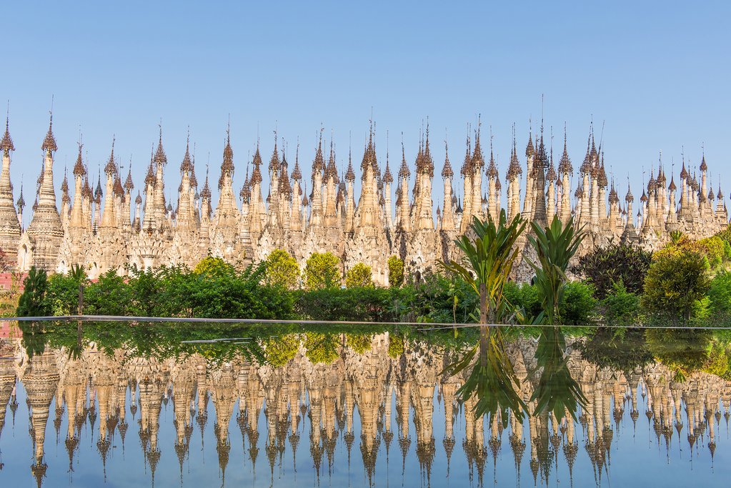 Around 2500 pagodas line the water in eastern Myanmar