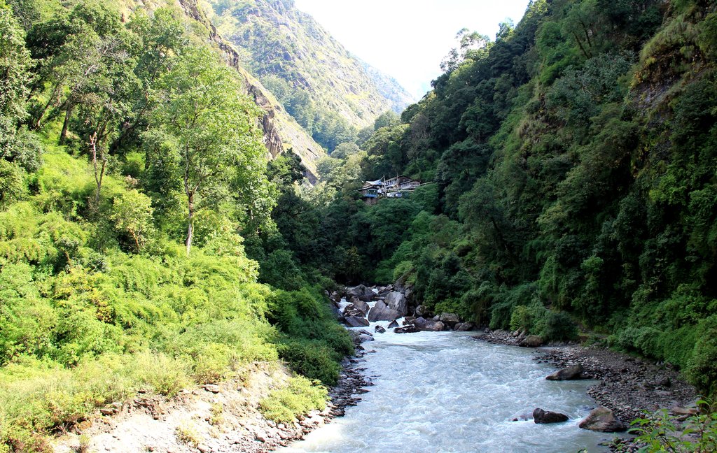 You'll cross the Bhote Koshi River on your way to Lama Hotel