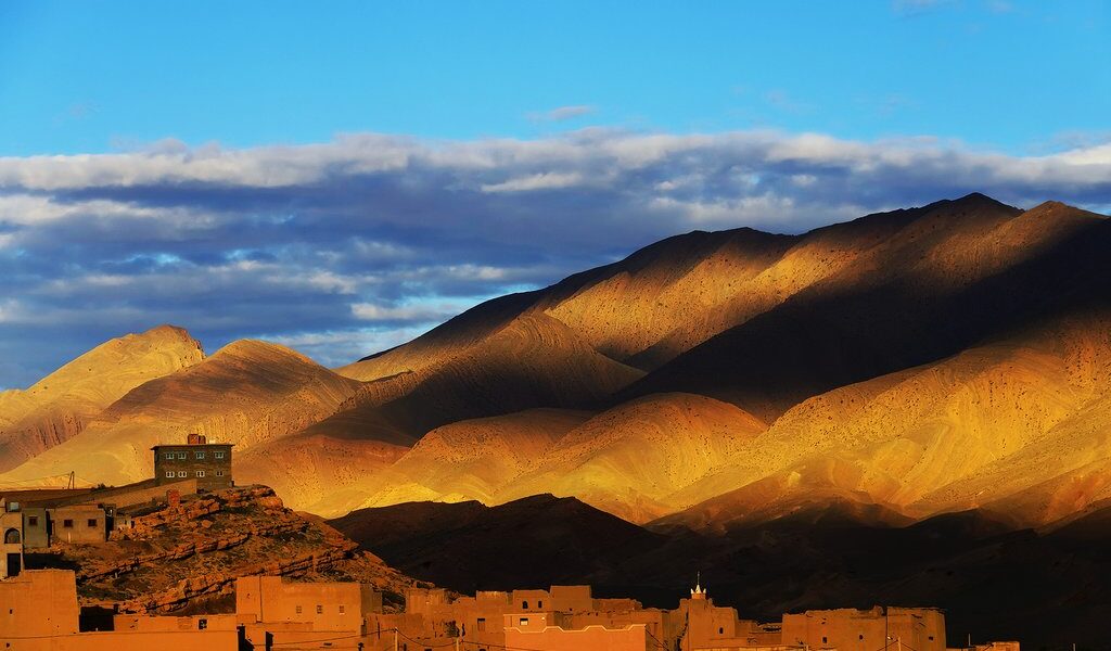 Sunset light over the Atlas Mountains, Morocco, Africa