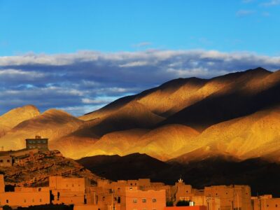 Sunset light over the Atlas Mountains, Morocco, Africa