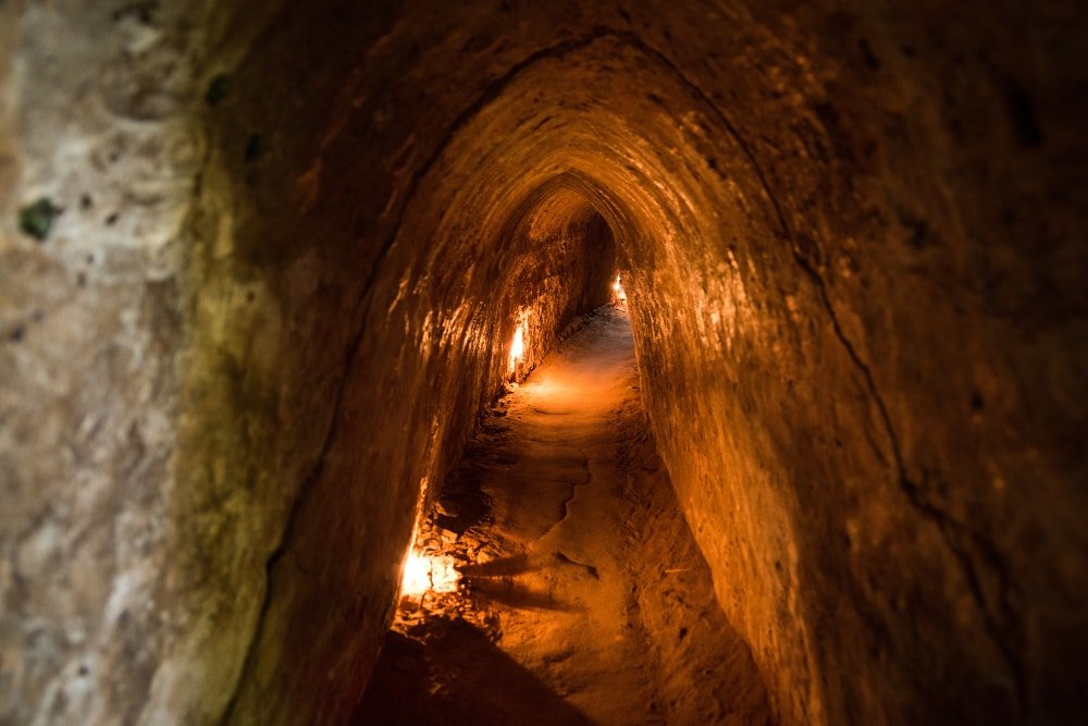 The Củ Chi Tunnels are 75 miles (121 km) long