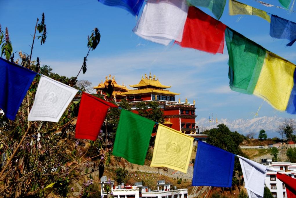 The monastery at Namo Buddha with the Himalayas in the background
