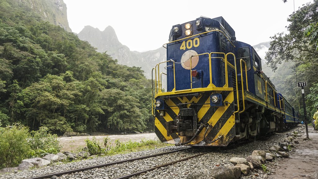 The train to Aguas Calientes, the last stop before Machu Picchu.