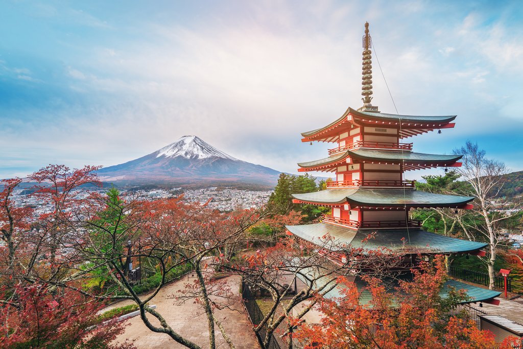 Sunrise over Tokyo's Chureito Pagoda.