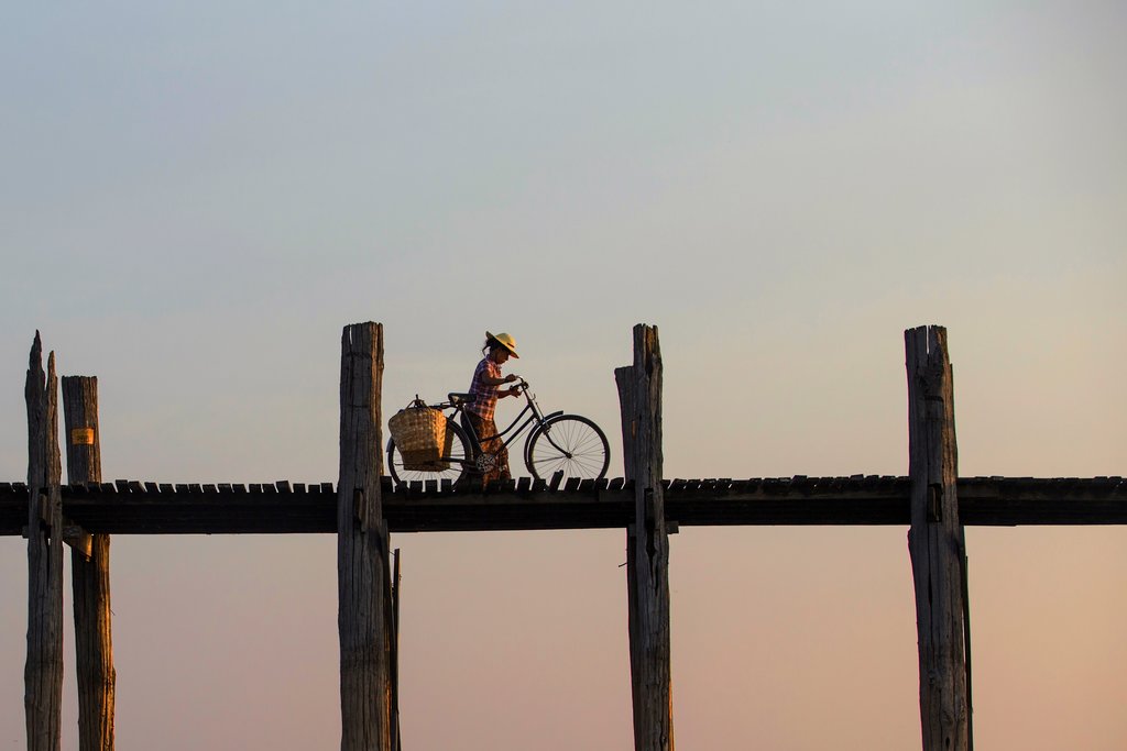 The U Bein Bridge spans nearly a mile and is the world's longest teakwood bridge