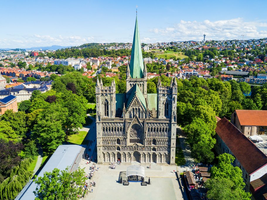 Trondheim's cathedral and leafy streets