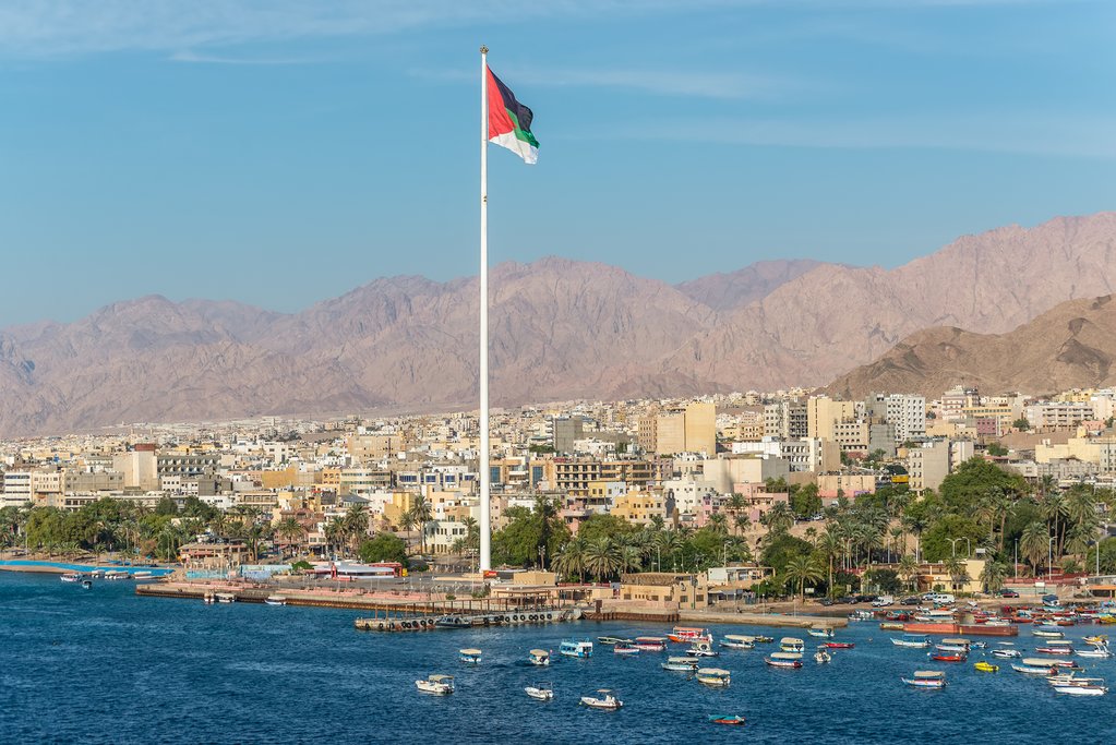 Jordanian flag towering over Aqaba