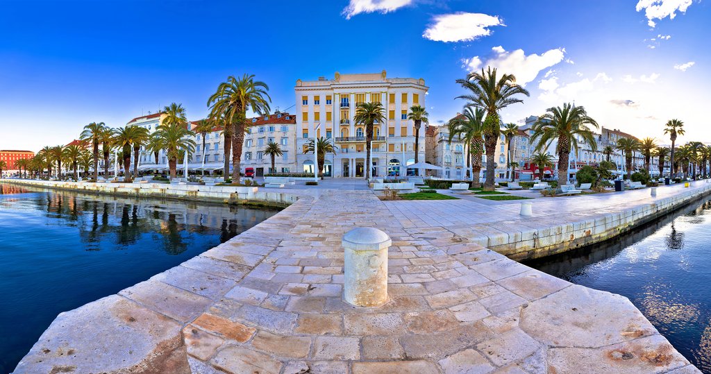 Croatia - The seafront promenade (Riva) and historic port of Split, Dalmatia's capital