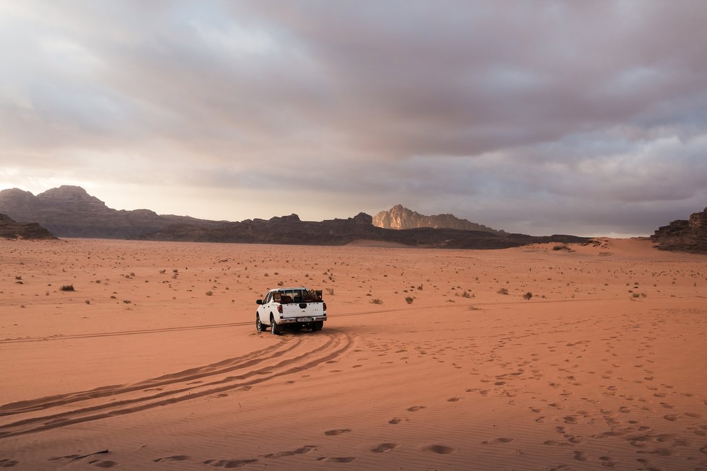 Driving across Wadi Rum