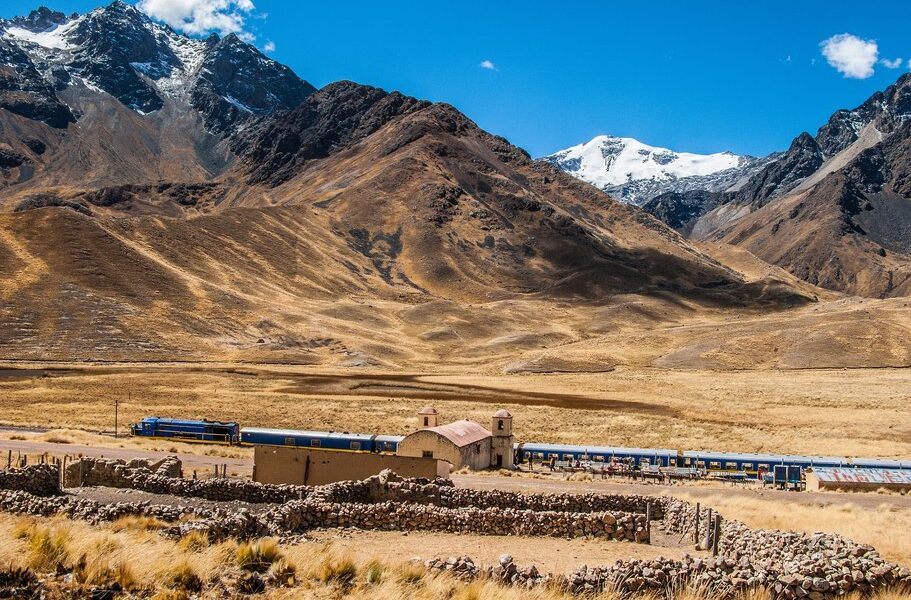 Train station in Abra la Raya at high altitude Peru