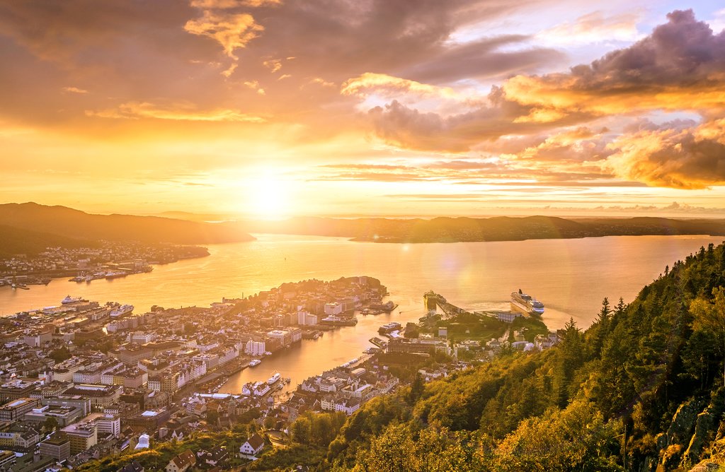 Walk uphill to experience Bergen's gorgeous vistas.