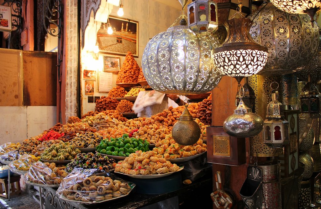 A tempting display at a souk in Marrakech