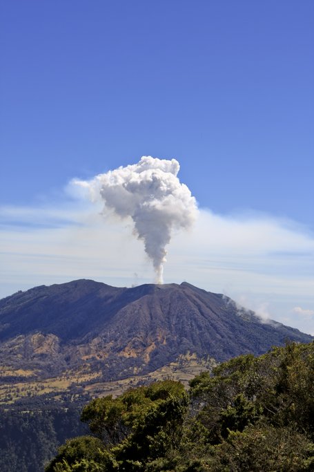 Turrialba Volcano and smoke plumes