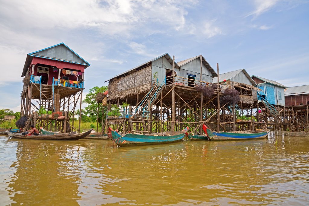 Stilted homes of a lake village.