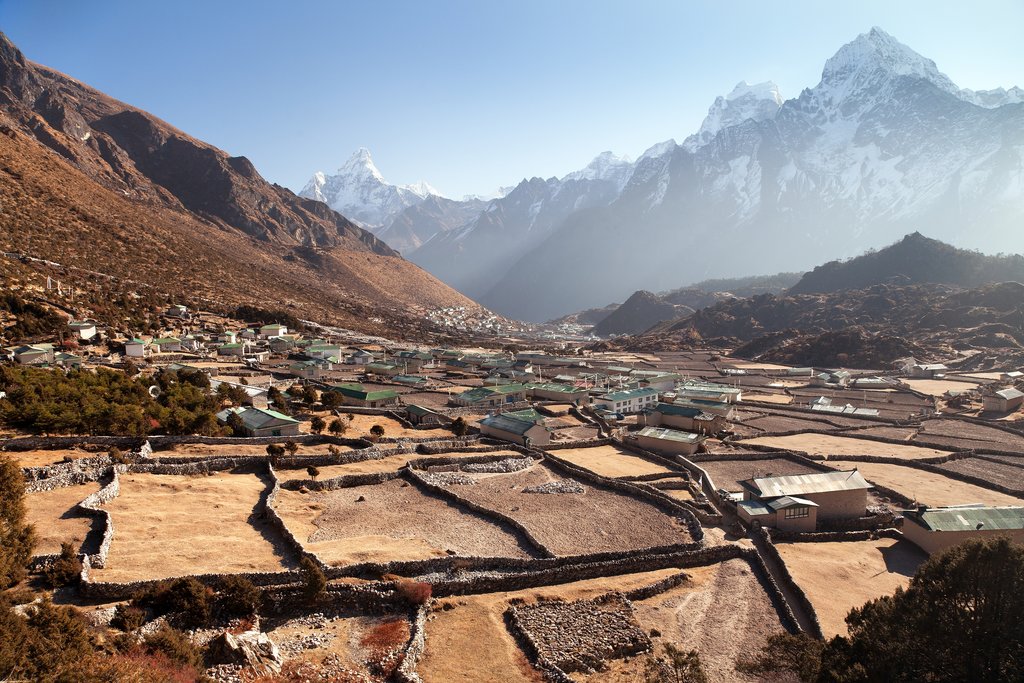 View of Khunde and Khumjung villages