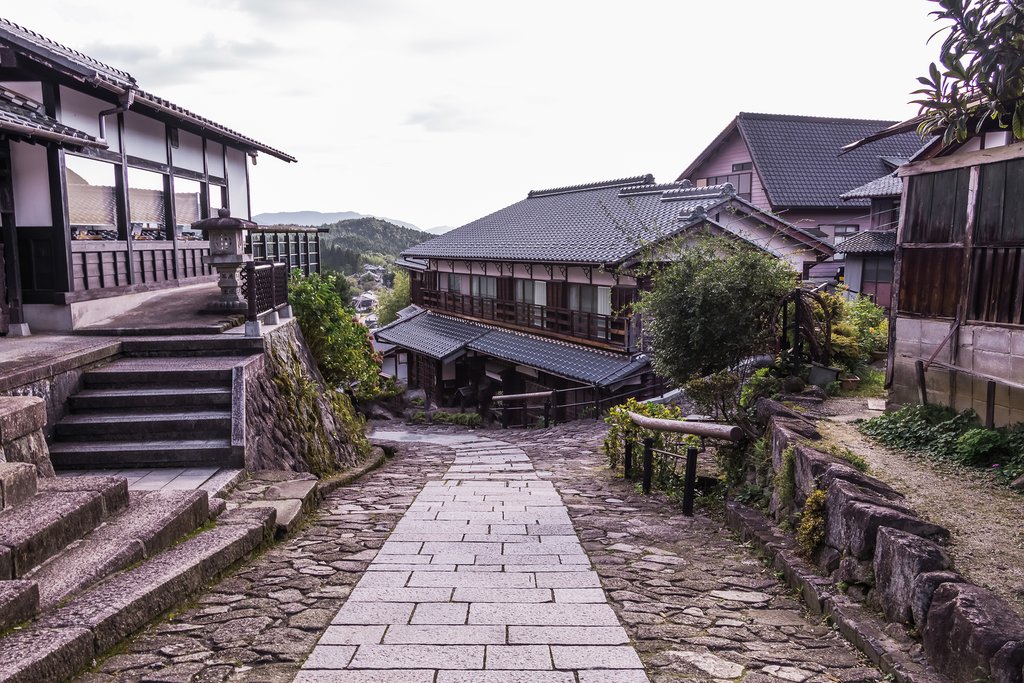 Ancient cobbled paths through Magome.