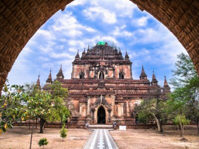 Ancient gate in Bagan temple, Myanmar. (Burma)