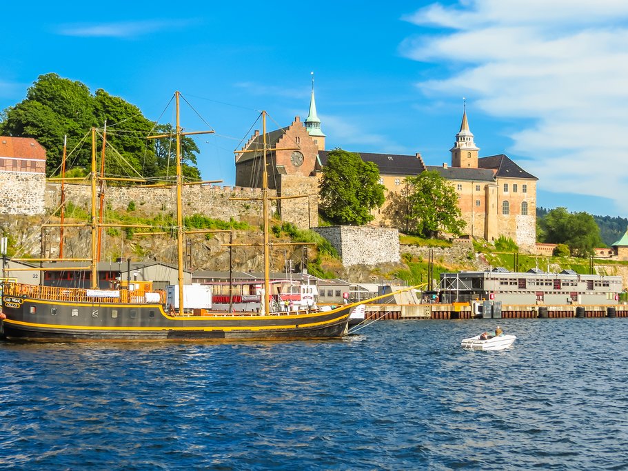View of the Oslo Harbour and Akershus Fortress