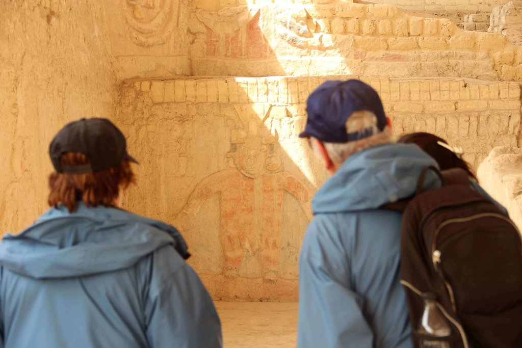 Visitors exploring the temple