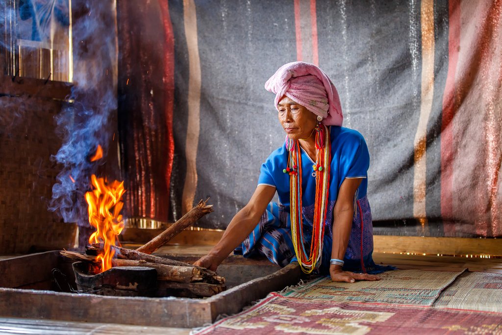 A traditional Karen woman at home