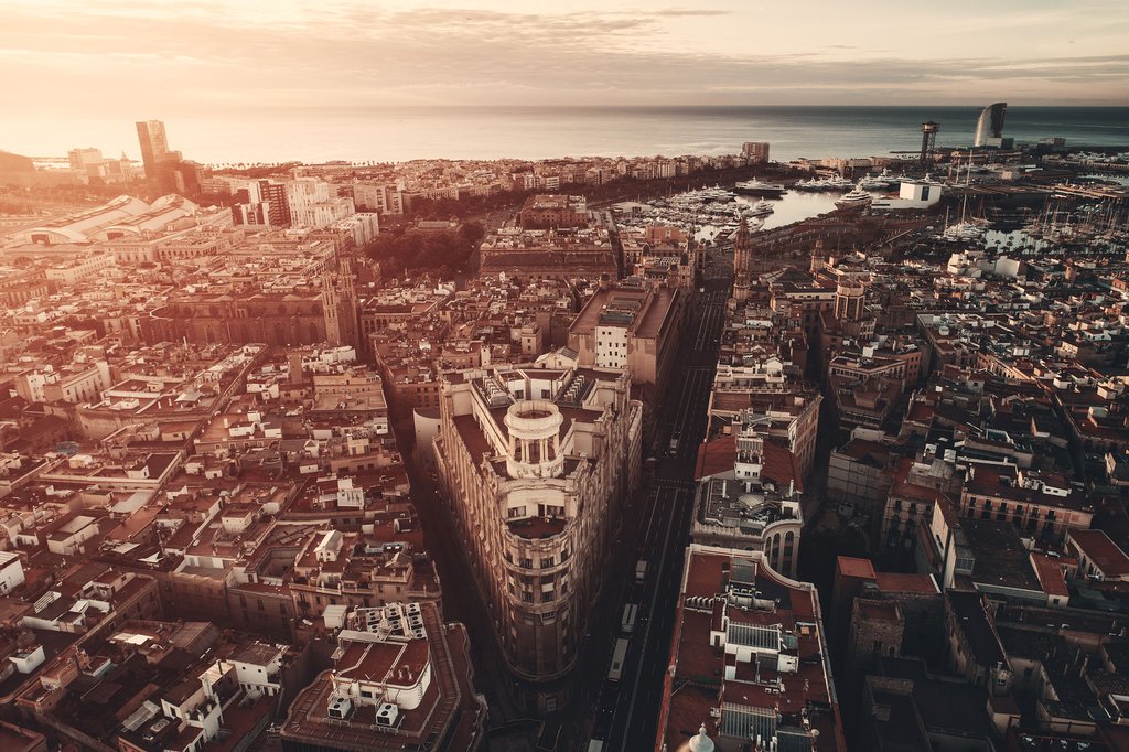 Aerial view of Barcelona's Gothic Quarter