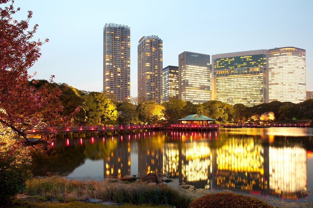 Nightfall at the Hama-Rikyu Gardens, Tokyo.