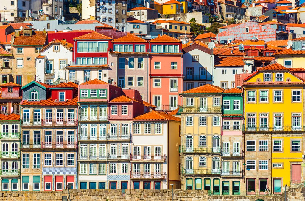 A row of Porto's colorful traditional houses