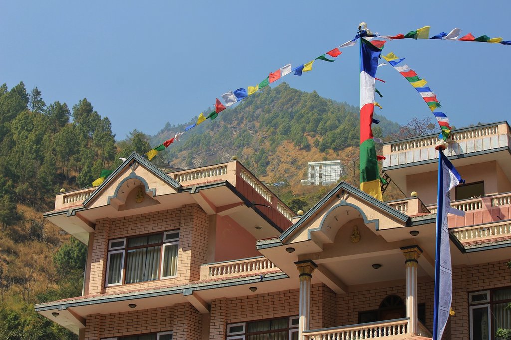 Colorful prayer flags in Syabru Besi