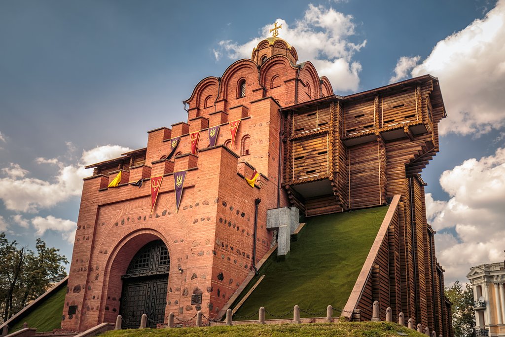 Famous Golden Gates in Kiev - one the most visited touristic places of the city, Ukraine