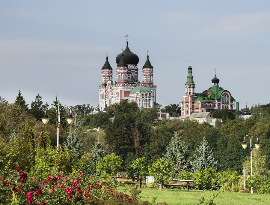 St. Panteleimon Cathedral overlooks beautiful Feofaniya Park