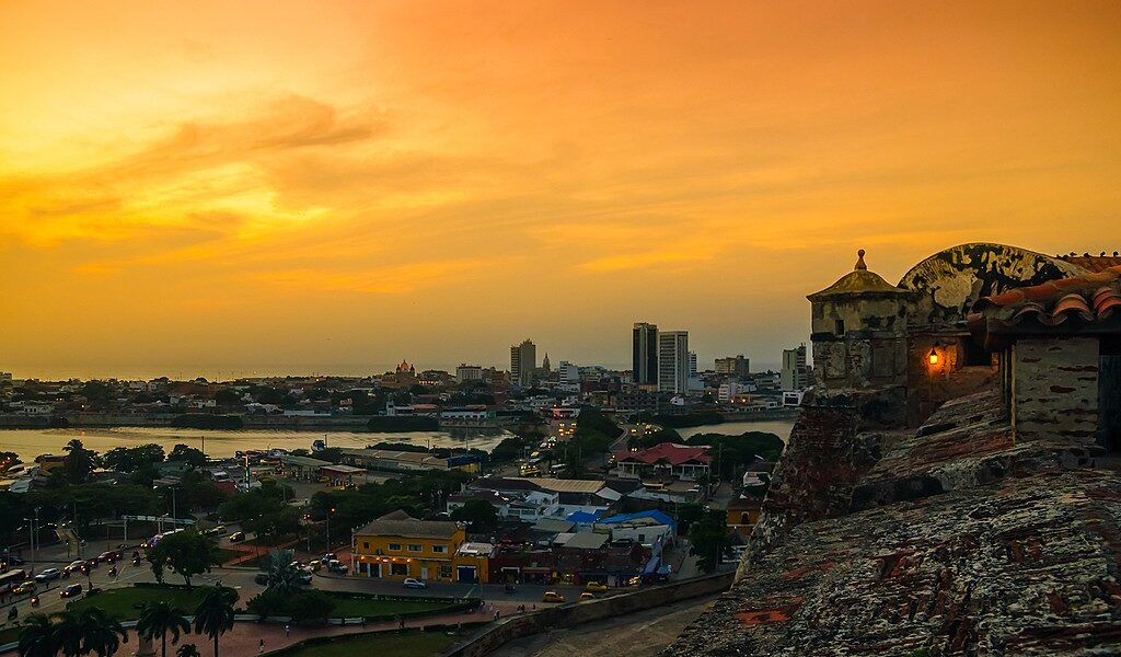 View over cityscape of Cartagena from fortress San Felipe - Colombia