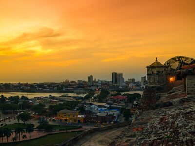 View over cityscape of Cartagena from fortress San Felipe - Colombia