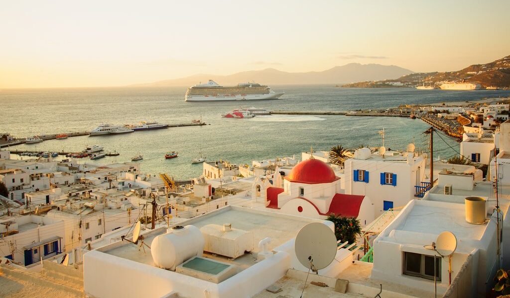 Sunset Scene Of The Village And Port, Mykonos