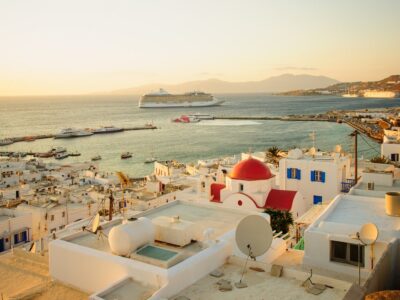 Sunset Scene Of The Village And Port, Mykonos