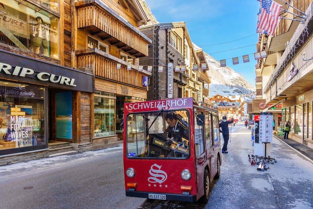 Electric delivery car in Zermatt, a combustion-engine car-free zone