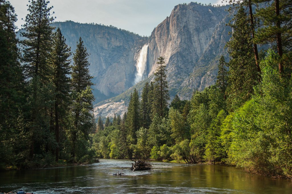 Yosemite Falls over Merced River