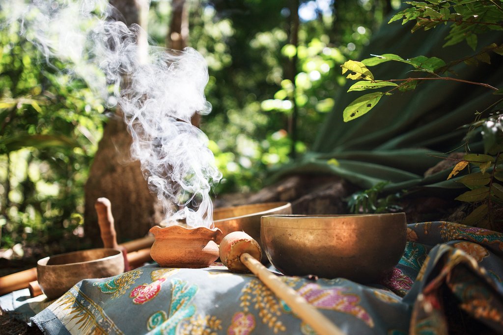 Outside a temazcal, a Mexican sweat lodge