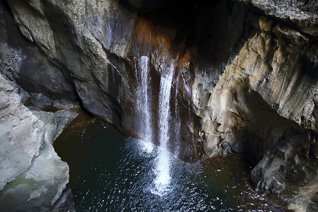 Look for waterfalls inside the caves